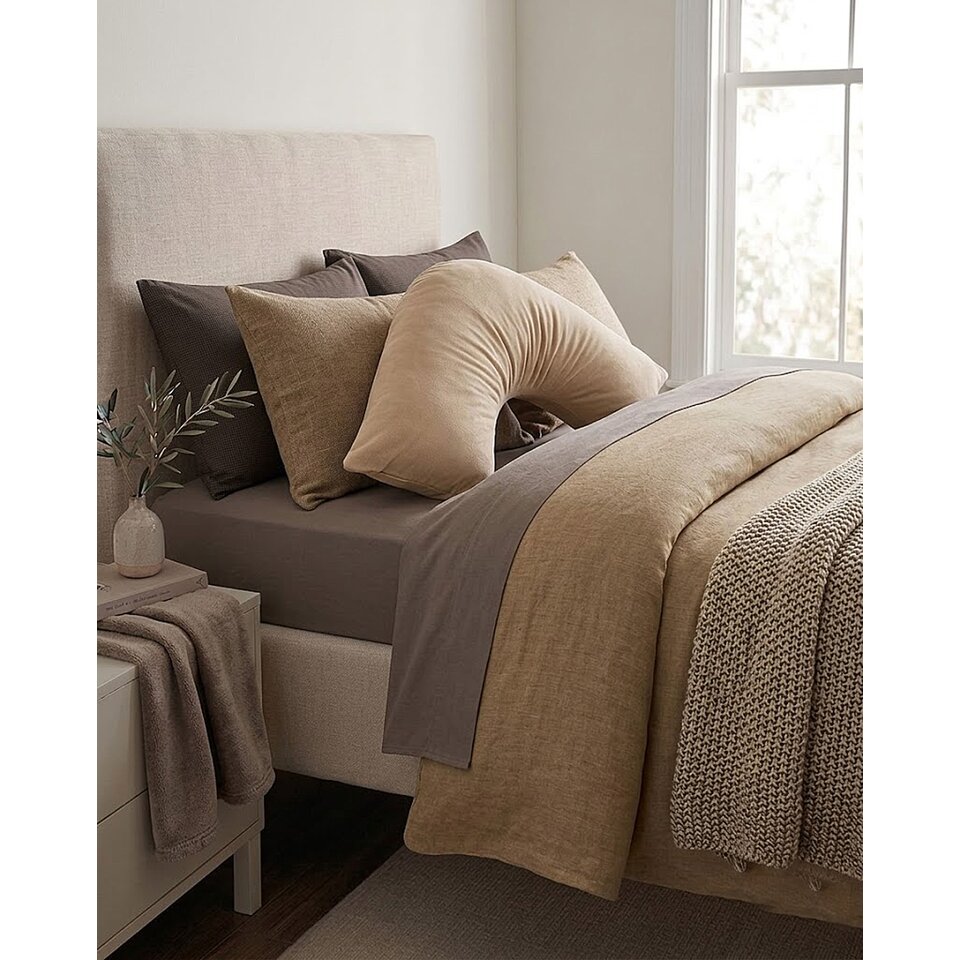 rapee-cuddle-u-v-shape-pillow-microfibre-cover-set-75-x-75-cm-almond-260714113007